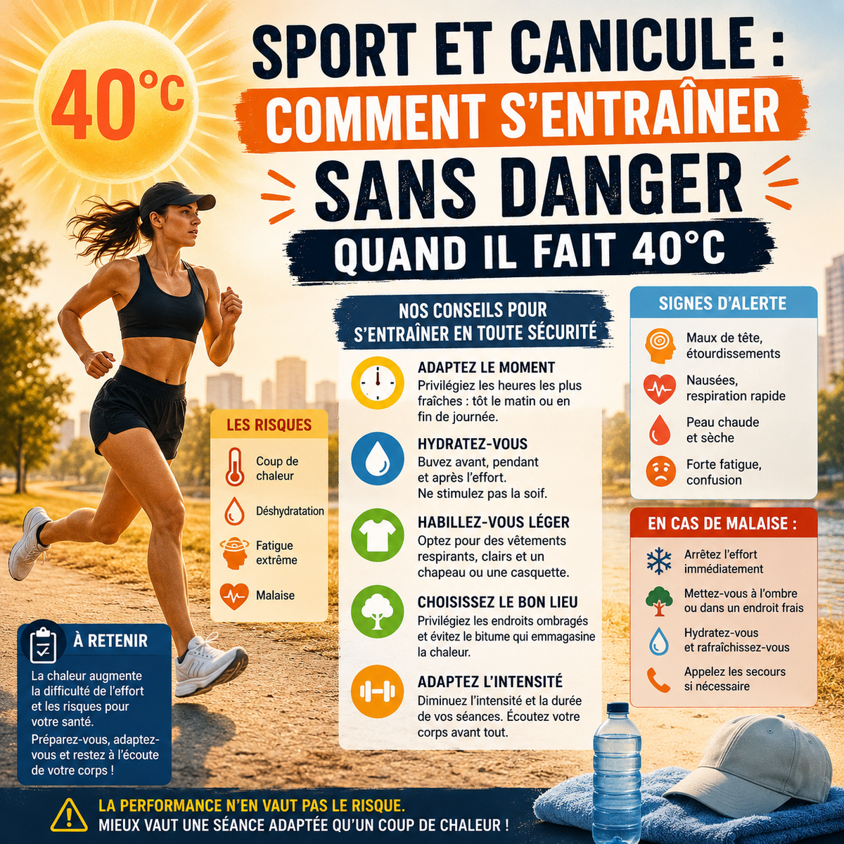 Sport et canicule comment s'entraîner sans danger à 40°C conseils hydratation risques - Dragon Nutrition
