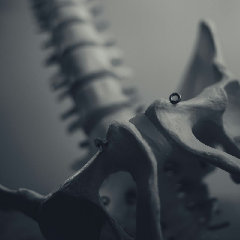 Colonne vertébrale humaine en 3D vue rapprochée avec articulation de la hanche, importance santé osseuse musculation prévention ostéoporose