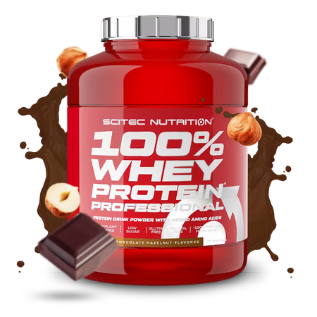 100% Whey Protein Professional Scitec Nutrition 2350g - Protéine chocolat noisette faible en sucre sans gluten acides aminés 78 portions | Dragon Nutrition