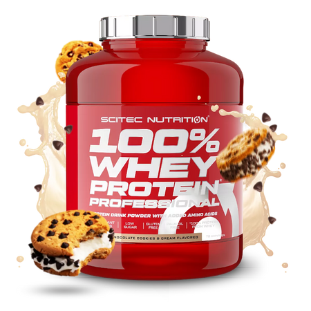 100% Whey Protein Professional Scitec Nutrition 2350g - Protéine Chocolate Cookies & Cream biscuit chocolat crème sans gluten 78 portions | Dragon Nutrition