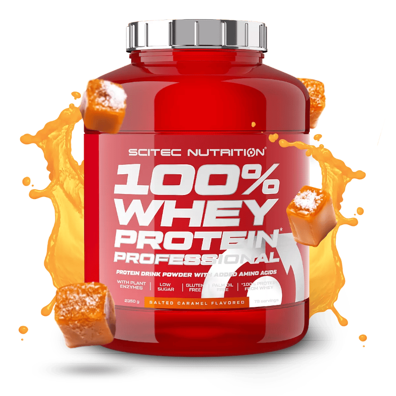 100% Whey Protein Professional Scitec Nutrition 2350g - Protéine Salted Caramel caramel beurre salé faible en sucre sans gluten 78 portions | Dragon Nutrition