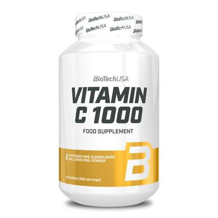 BioTechUSA Vitamin C 1000 – complément alimentaire vitamine C 1000 mg en comprimés, flacon de 250 tablets pour soutien immunitaire
