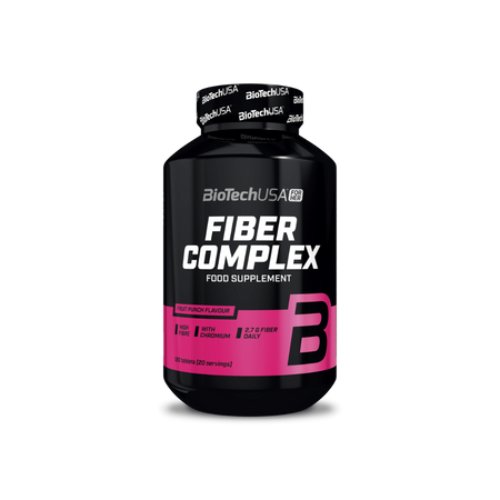 Flacon de BioTechUSA Fiber Complex 120 comprimés saveur fruit punch, complément riche en fibres et chrome
