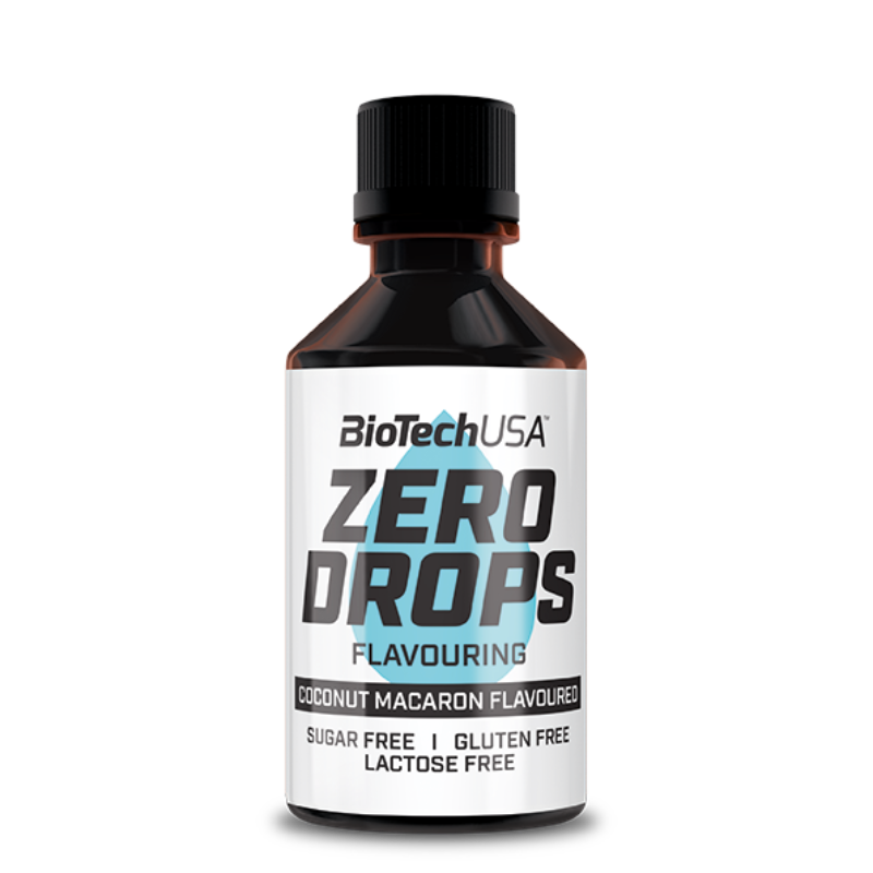 BioTechUSA Zero Drops Saveur Coco Macaron - Arôme liquide sans sucre sans gluten sans lactose
