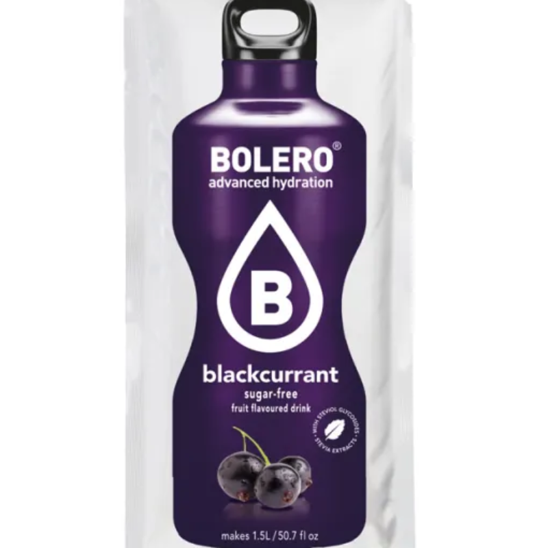 Bolero Advanced Hydration Saveur Cassis - Boisson en poudre sans sucre 1,5L - Stevia