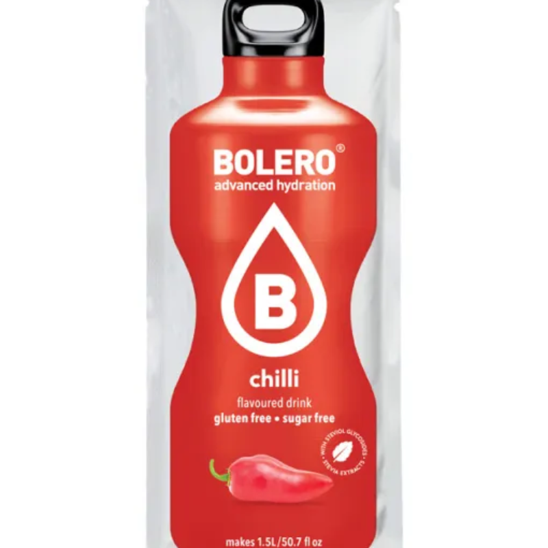 Bolero Advanced Hydration Saveur Chilli - Boisson en poudre sans sucre sans gluten 1,5L - Stevia