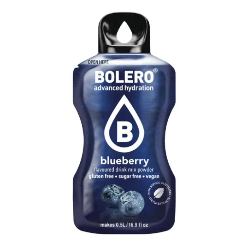 Bolero Advanced Hydration Saveur Myrtille - Boisson en poudre sans sucre sans gluten vegan 0,5L - Stevia