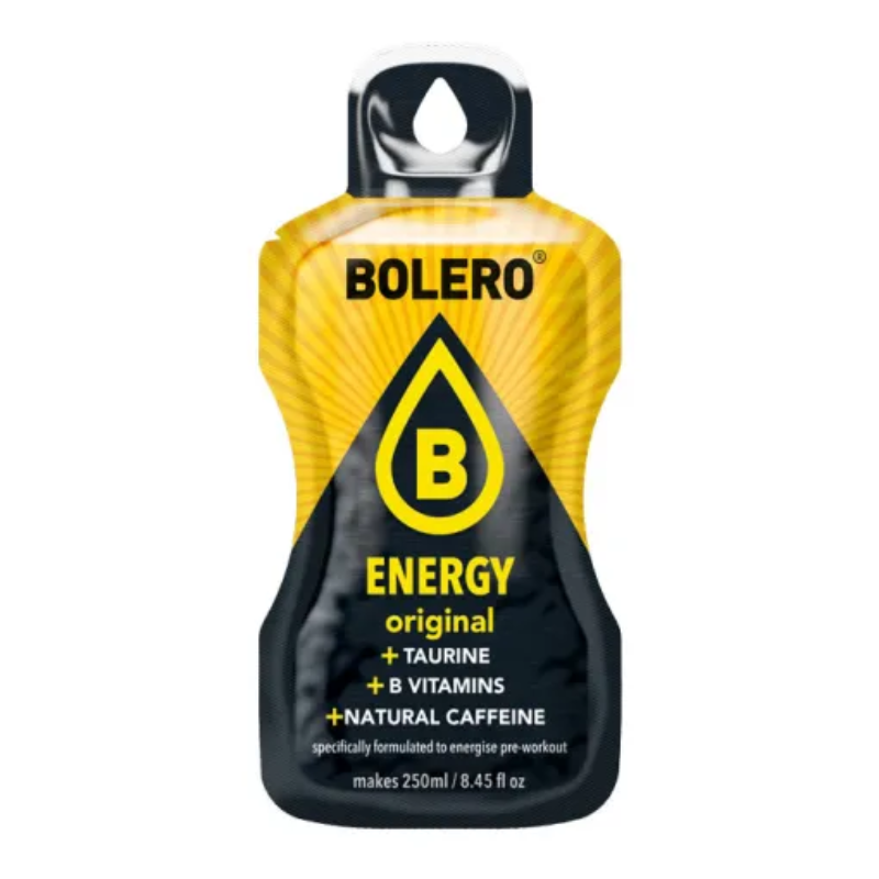 Bolero Energy Original 7g - Boisson énergisante en poudre taurine vitamines B caféine naturelle sans sucre 250ml