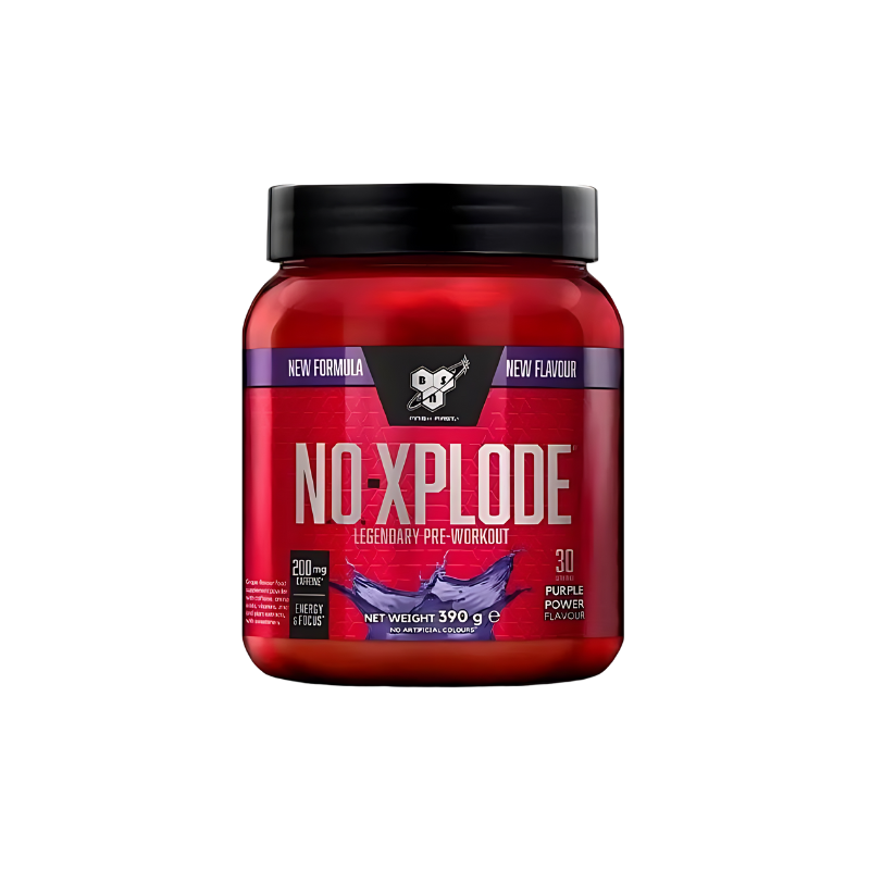 Pot BSN NO Xplode pre-workout saveur Purple Power, 390g, formule légendaire avant entraînement