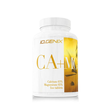 Pot de complément IO Genix CA+MG apportant calcium et magnésium, 100 comprimés pour le soutien osseux et musculaire