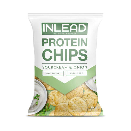 Sachet de chips protéinées Inlead Nutrition 50 g goût sour cream & onion, low sugar et high fibre