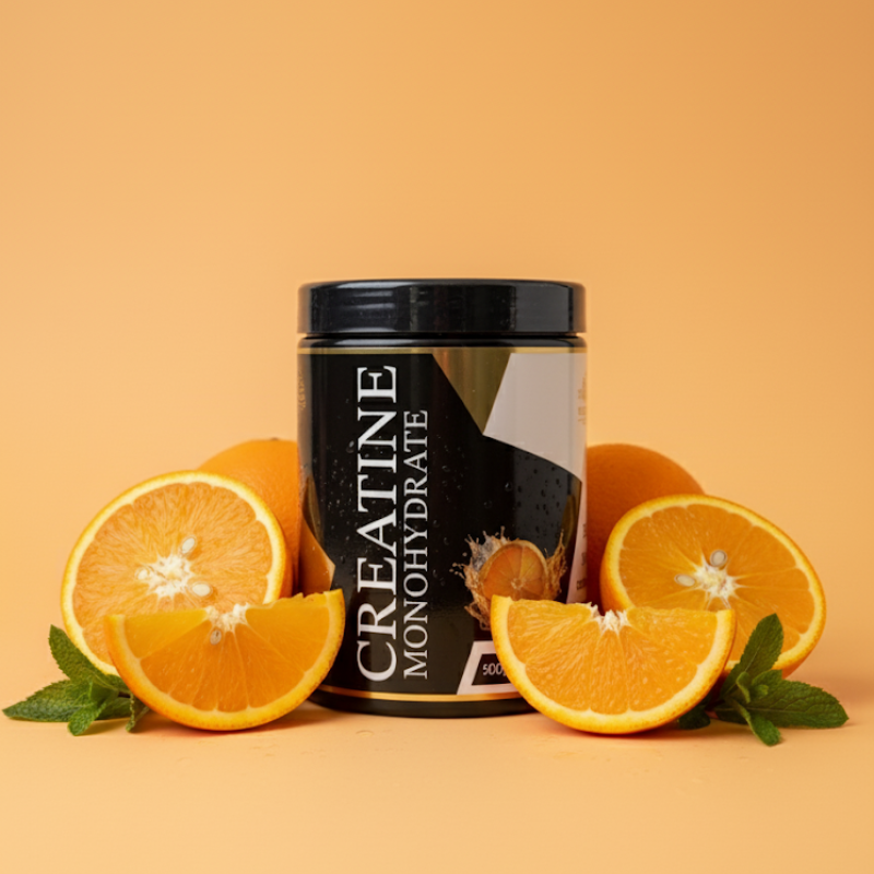 Créatine monohydrate saveur orange Ultimate Lab – complément alimentaire pour performance musculaire avec oranges fraîches
