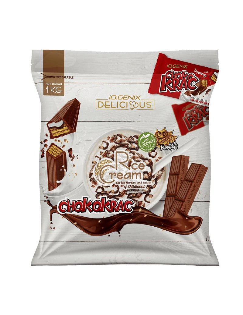 Crème de riz Chokokrac iO.Genix 1kg - Saveur chocolat croustillant avec toppings à la stévia | Dragon Nutrition
