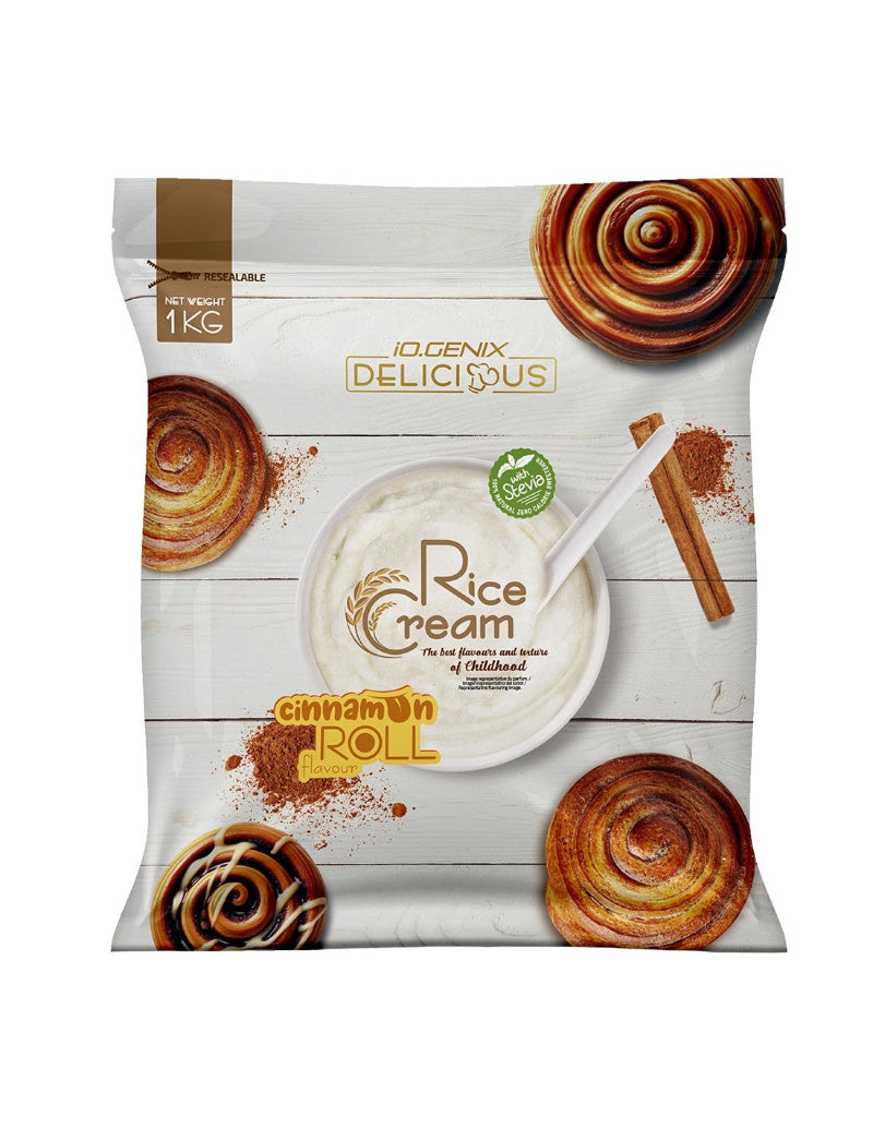 Crème de riz Cinnamon Roll iO.Genix 1kg - Saveur cannelle à la stévia | Dragon Nutrition