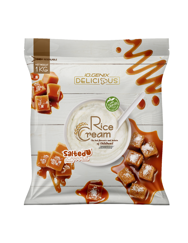 Crème de riz Salted Caramel iO.Genix 1kg - Saveur caramel beurre salé à la stévia | Dragon Nutrition
