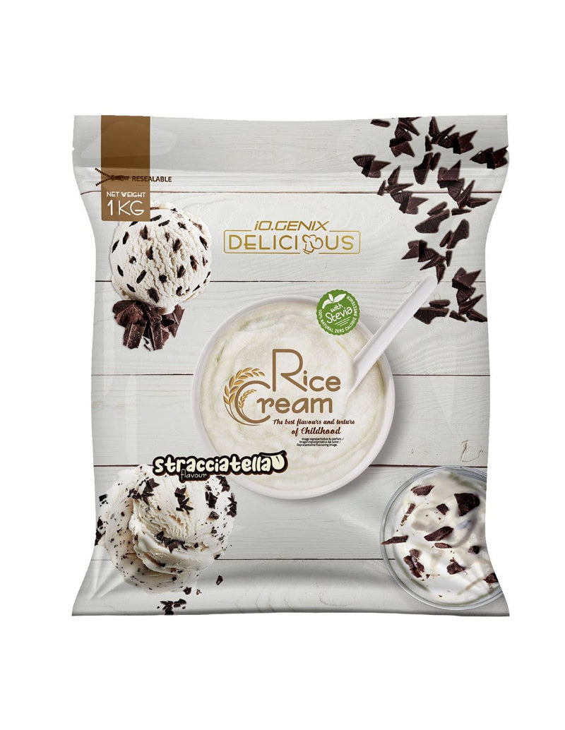 Crème de riz Stracciatella iO.Genix 1kg - Saveur vanille éclats de chocolat à la stévia | Dragon Nutrition