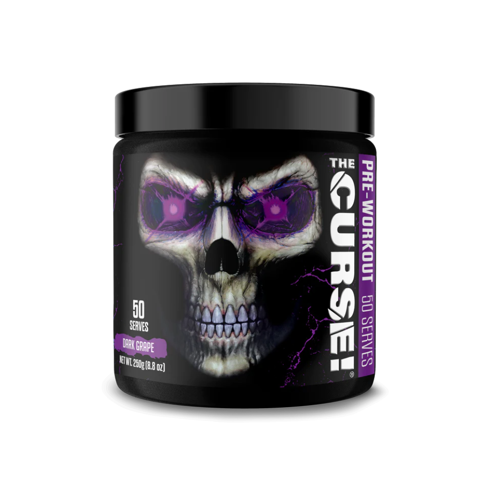 Pot The Curse Pre-Workout saveur Dark Grape, 50 doses, booster énergie musculaire intense