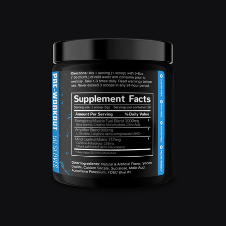 Tableau nutritionnel The Curse Pre-Workout : bêta-alanine, créatine, caféine et extrait d'olive par portion