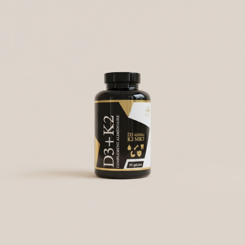 Complément alimentaire D3 + K2 Ultimate Lab – vitamine D3 4000 IU et K2 MK7, flacon de 90 gélules pour l'immunité et la santé osseuse