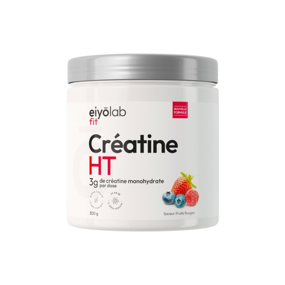 Pot Eiyolab Créatine HT saveur fruits rouges, nouvelle formule avec 3g de créatine monohydrate par dose