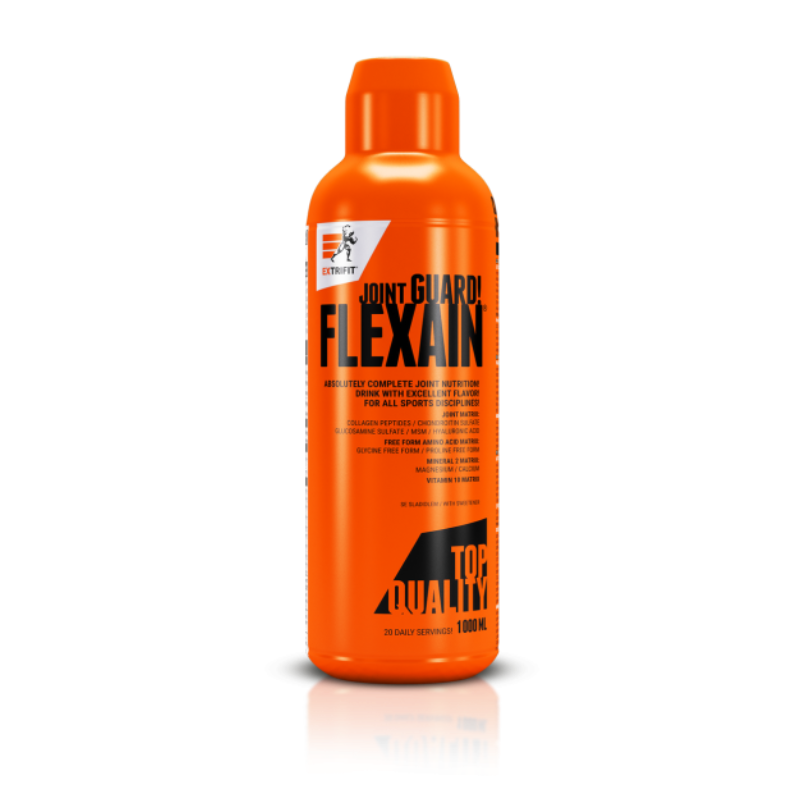 Bouteille orange Extrifit Flexain Joint Guard 1000ml, boisson articulaire sans sucres ni graisses riche en collagène, MSM, glucosamine, chondroïtine et vitamines