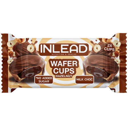 Barres gaufrettes Inlead Nutrition Wafer Cups goût noisette chocolat au lait, 2 cups sans sucre ajouté