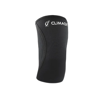 Genouillère Climaqx noire vue de côté montrant la forme anatomique de soutien du genou