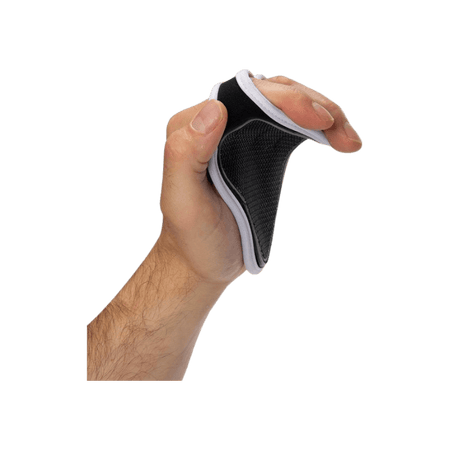 Paire de grip pads Gorilla Wear noirs bordés de blanc avec logo gorille pour la protection des paumes en musculation