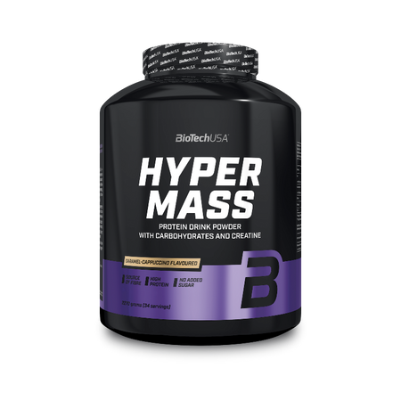 Hyper Mass BioTechUSA 2270g - Gainer prise de masse caramel cappuccino avec créatine riche en protéines sans sucre ajouté 34 portions | Dragon Nutrition