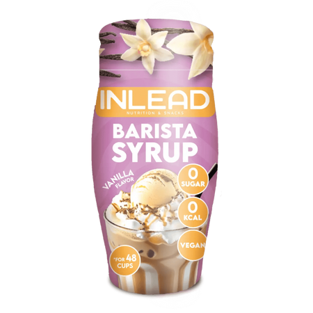 Bouteille Inlead Barista Syrup 65ml goût vanille, sirop concentré 0 sucre et 0 kcal pour parfumer cafés chauds ou glacés en version végan