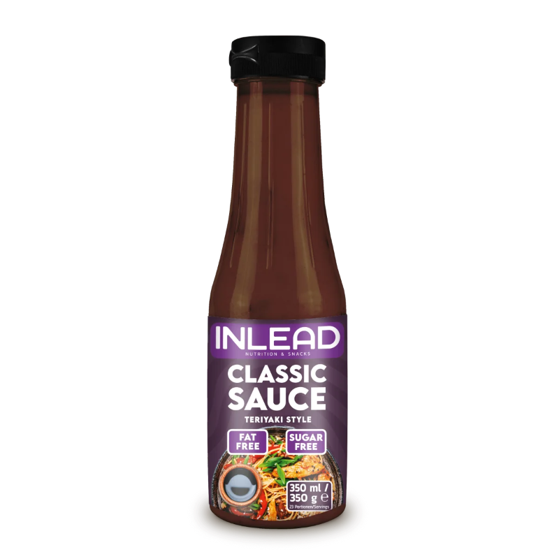 Bouteille de sauce INLEAD Classic Sauce Teriyaki Style 350 ml, sauce teriyaki allégée sans matières grasses et sans sucre pour marinades et sautés asiatiques