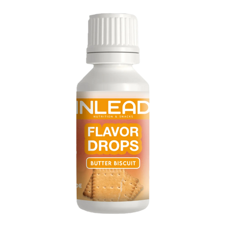 Flacon Inlead Flavor Drops 30ml goût Butter Biscuit, arôme liquide intensif sans sucre ni calories pour donner une saveur biscuit beurré aux recettes protéinées