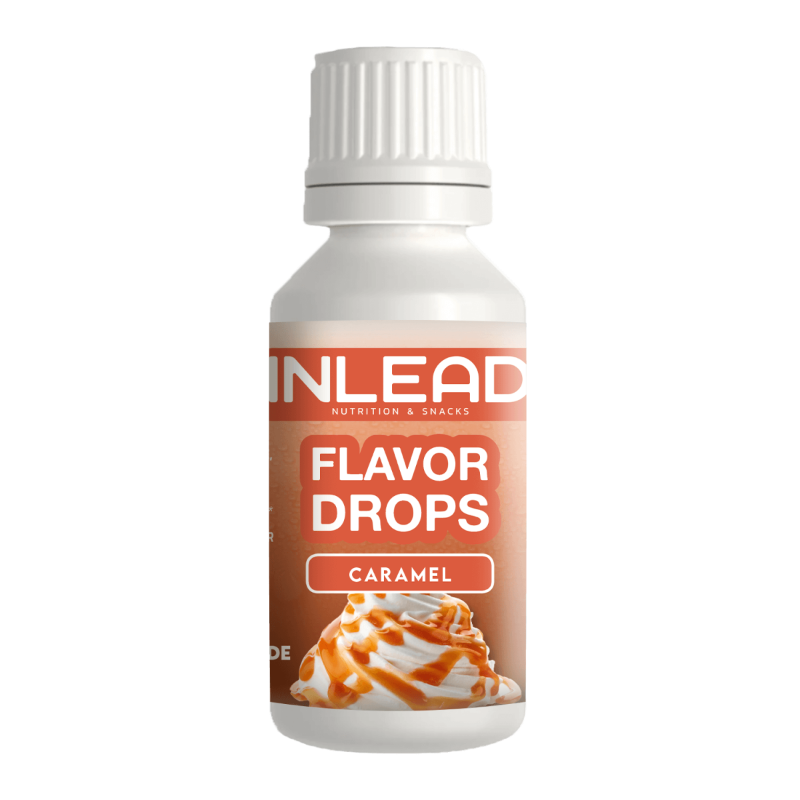Flacon Inlead Flavor Drops 30ml saveur Caramel, édulcorant liquide zéro calorie compatible avec les régimes low carb, pour nappages et boissons gourmandes