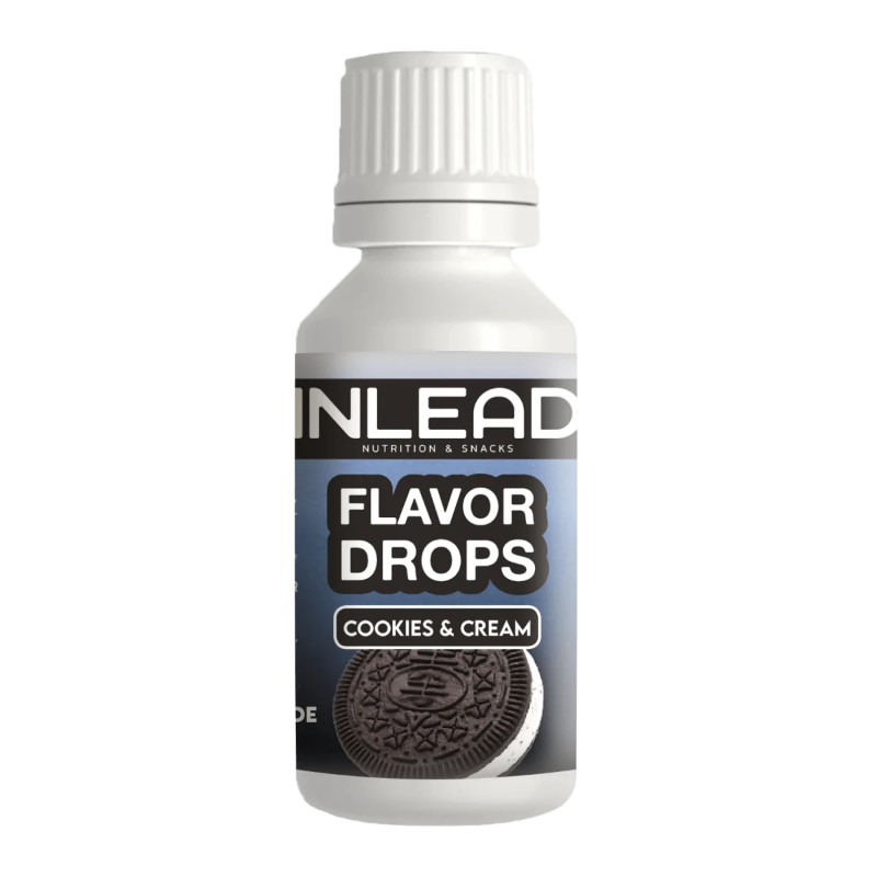 Flacon Inlead Flavor Drops 30ml saveur Cookies & Cream, arôme liquide sans sucre ni calories à base de sucralose pour parfumer yaourts, cafés et recettes fitness