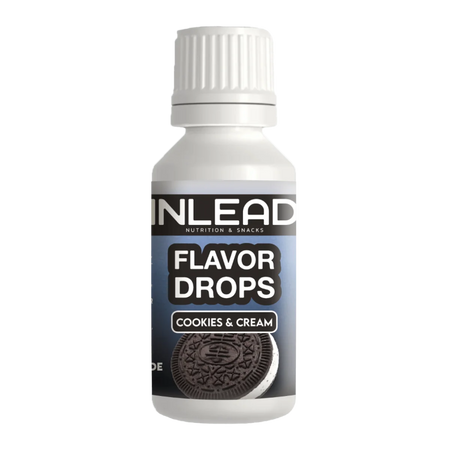 Flacon Inlead Flavor Drops 30ml saveur Cookies & Cream, arôme liquide sans sucre ni calories à base de sucralose pour parfumer yaourts, cafés et recettes fitness