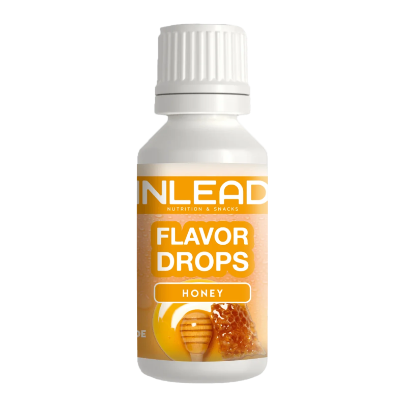 Flacon Inlead Flavor Drops 30ml goût Honey, édulcorant aromatisant zéro calorie idéal pour sucrer porridge, desserts et boissons chaudes sans ajout de sucre