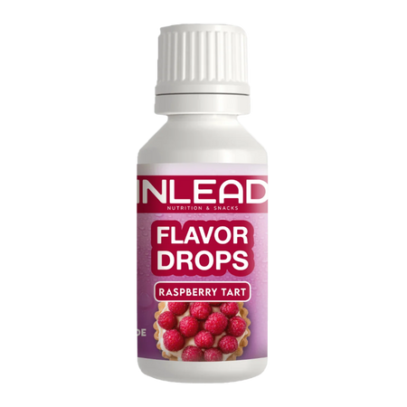 Flacon Inlead Flavor Drops 30ml saveur Raspberry Tart, arôme liquide sucralose sans sucre pour donner un goût de tarte framboise aux préparations sucrées