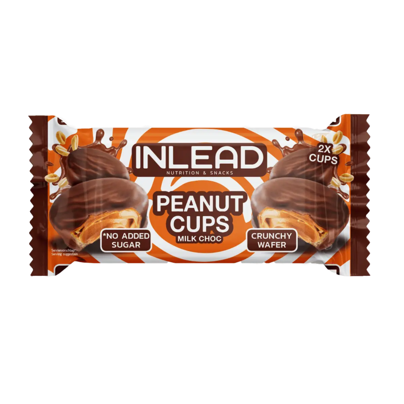 Inlead Peanut Cups chocolat au lait cacahuète gaufre croustillante sans sucre ajouté 2x cups 50g - Dragon Nutrition