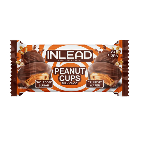 Inlead Peanut Cups chocolat au lait cacahuète gaufre croustillante sans sucre ajouté 2x cups 50g - Dragon Nutrition