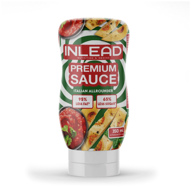 Bouteille de sauce INLEAD Premium Sauce Italian Allrounder 350 ml, sauce tomate-herbes à 95% de graisses et 65% de sucre en moins pour plats italiens