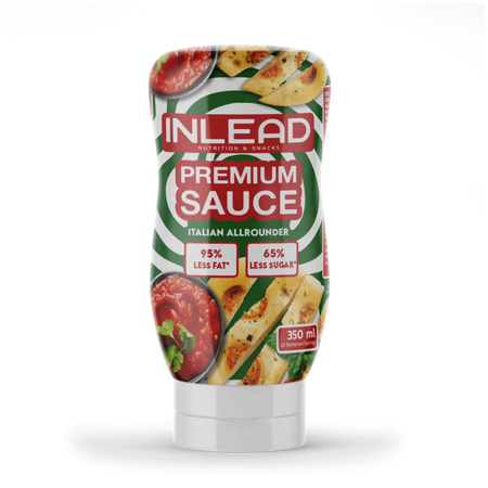 Bouteille de sauce INLEAD Premium Sauce Italian Allrounder 350 ml, sauce tomate-herbes à 95% de graisses et 65% de sucre en moins pour plats italiens