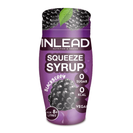 Bouteille Inlead Squeeze Syrup 65ml goût mûre, sirop concentré végan sans sucre ni colorant artificiel pour préparer plus de 8 litres de boisson fruitée
