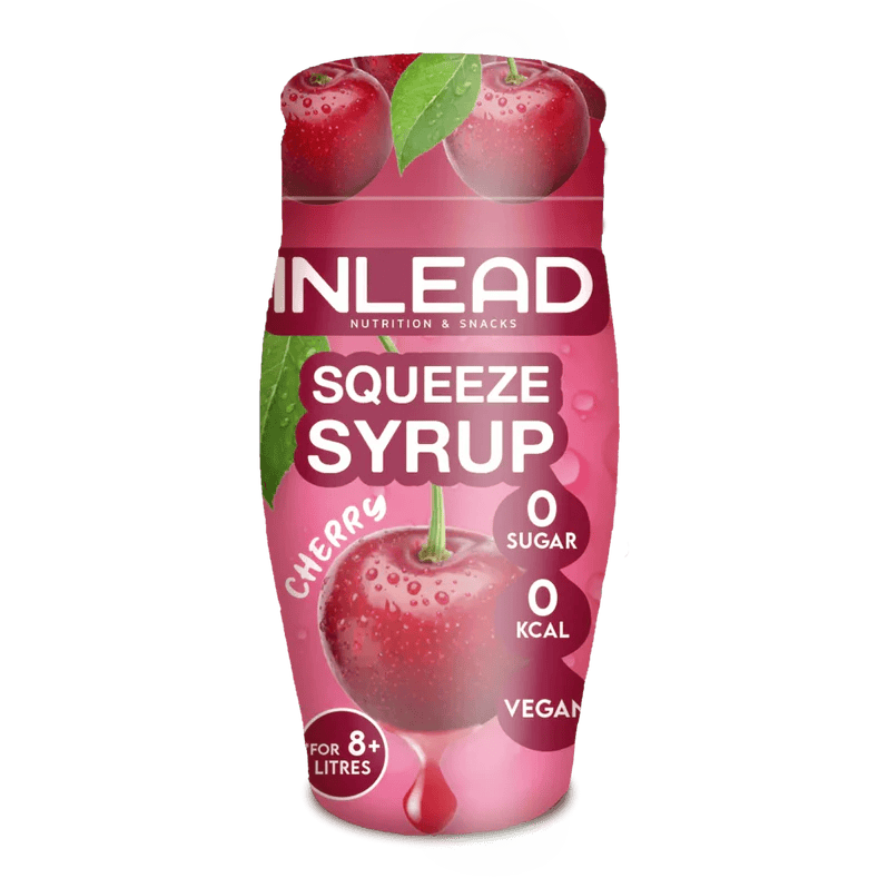 Bouteille Inlead Squeeze Syrup 65ml saveur cerise, concentré aromatisant 0 kcal et 0 sucre pour parfumer eau, cafés glacés et mocktails