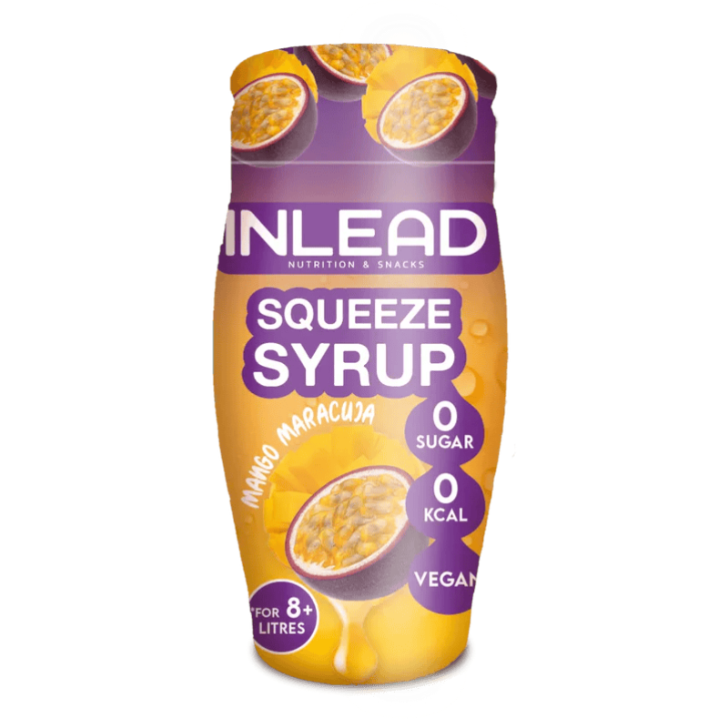 Bouteille Inlead Squeeze Syrup 65ml goût mangue-maracuja, sirop concentré sans sucre à base de glycérine, acide citrique et édulcorants pour boissons tropicales