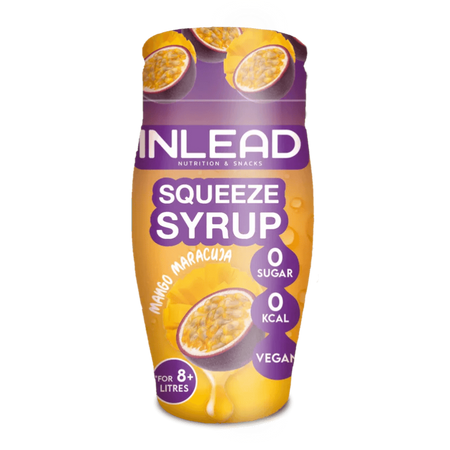 Bouteille Inlead Squeeze Syrup 65ml goût mangue-maracuja, sirop concentré sans sucre à base de glycérine, acide citrique et édulcorants pour boissons tropicales