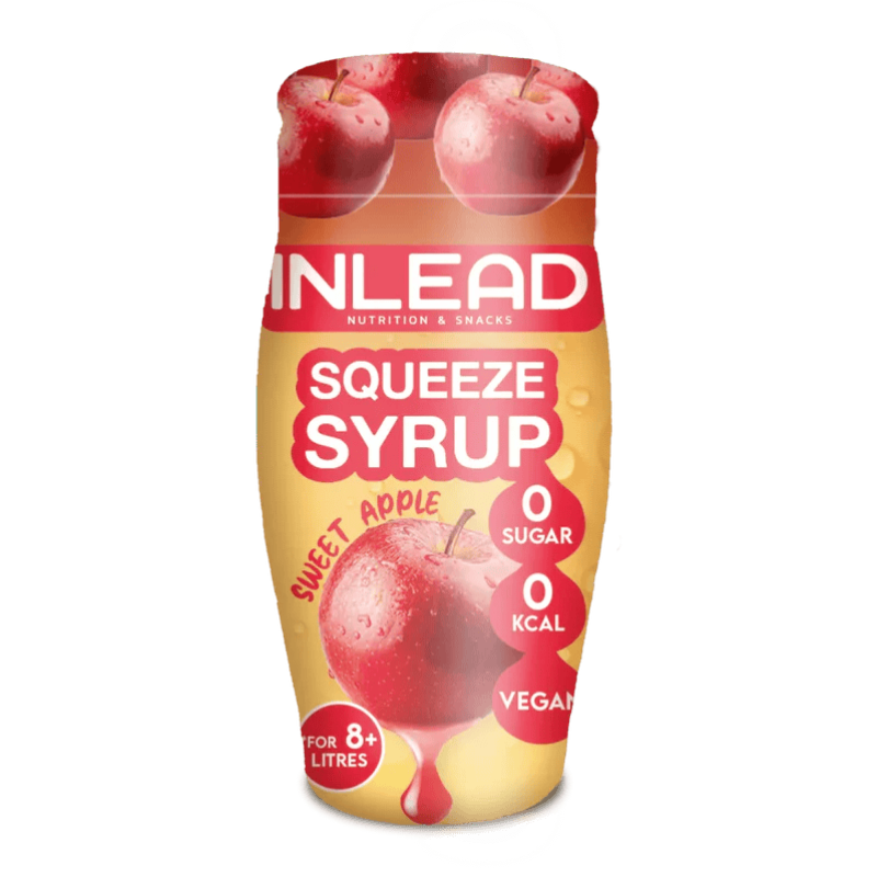 Bouteille Inlead Squeeze Syrup 65ml saveur pomme sucrée, concentré liquide végan sans sucre ni calories pour aromatiser plus de 8 litres d’eau