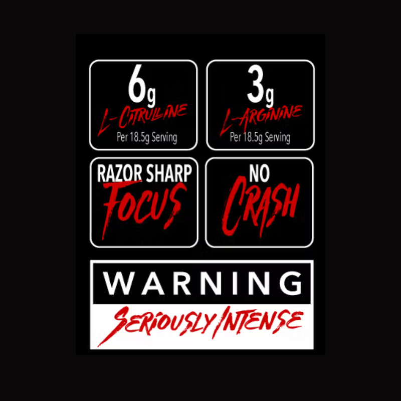 Infos Murdered Out Insidious – 6g L-Citrulline, 3g L-Arginine, focus intense, no crash