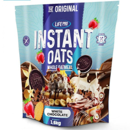Instant Oats Life Pro Nutrition 1,6kg - Flocons d'avoine complète chocolat blanc petit-déjeuner sportif | Dragon Nutrition