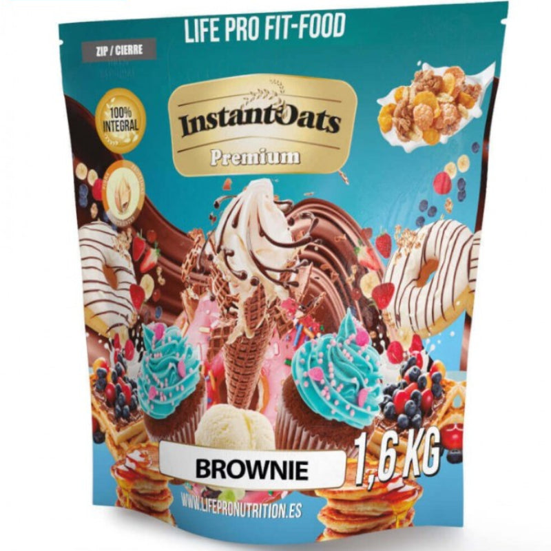 Instant Oats Premium Life Pro Fit-Food 1,6kg - Flocons d'avoine complète brownie chocolat 100% intégral petit-déjeuner sportif | Dragon Nutrition