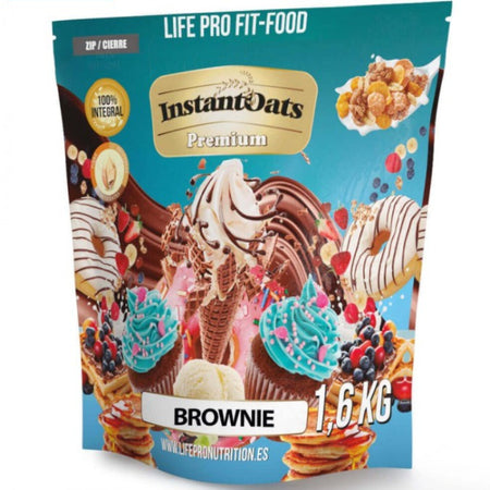 Instant Oats Premium Life Pro Fit-Food 1,6kg - Flocons d'avoine complète brownie chocolat 100% intégral petit-déjeuner sportif | Dragon Nutrition